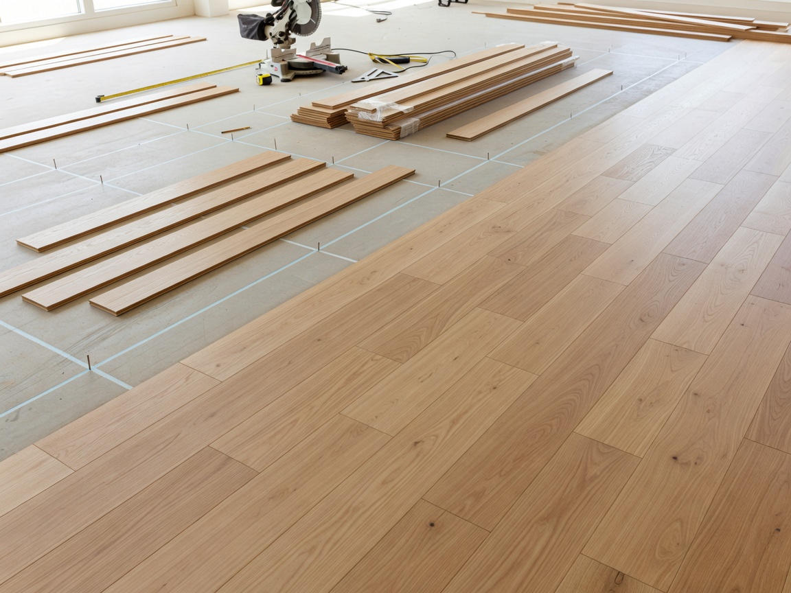 Timber floor installation and calculation layout diagram